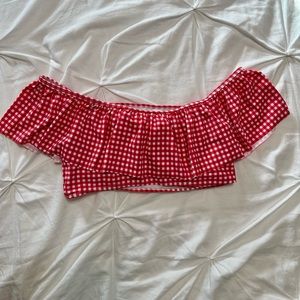 NWOT Red Gingham Bikini Top Size Large